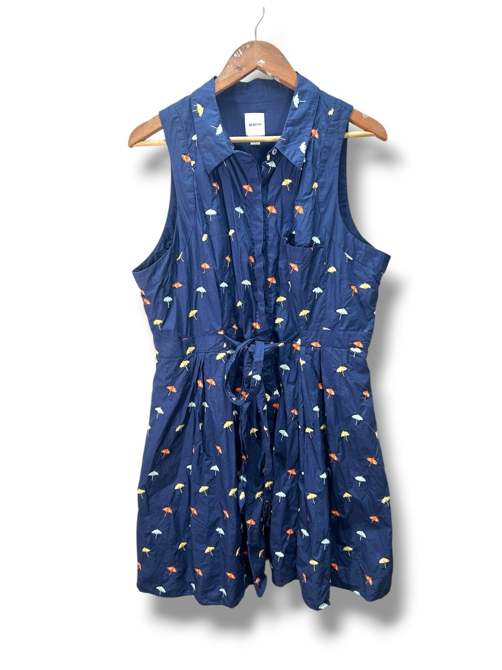 Anthropologie Maeve Sleeveless Mini Tank Embroidered Umbrella Shirt Dress XL - Picture 2 of 10